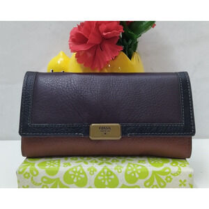 Fossil Brown Leather Credit Card ID Window Trifold Wallet